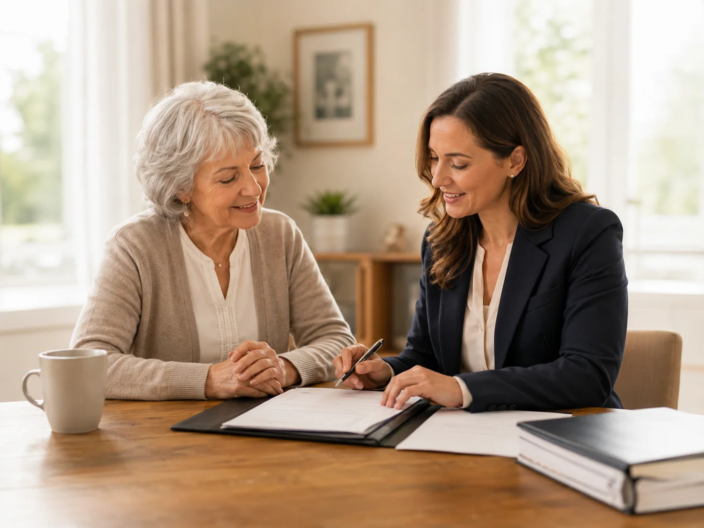 Professional estate and property consultation with documents and family decision-makers